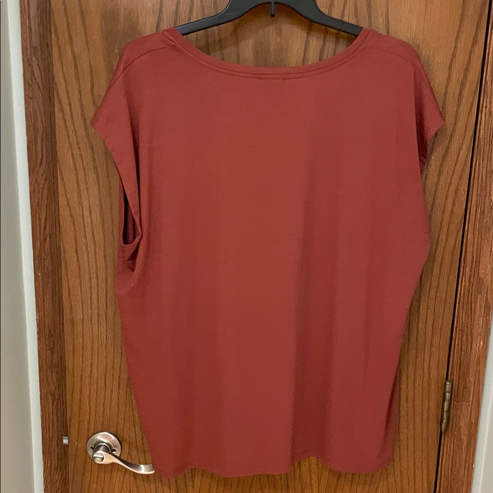 EILEEN FISHER NWT Women’s Size 3X Rust V-Neck short sleeve top - Picture 7 of 7